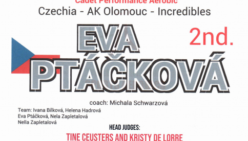 Úspěch žákyně 1. A8  EVY PTÁČKOVÉ ve sportovním aerobiku