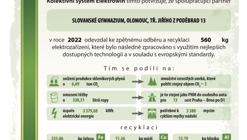 Osvědčení o podílu na zlepšení životního prostředí