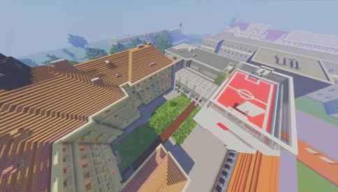 Virtuální model školy ve hře Minecraft