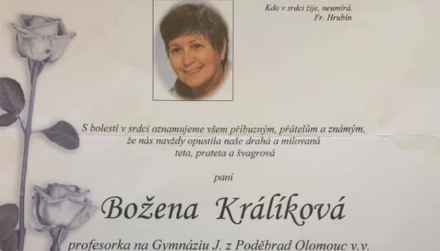Zemřela profesorka Králíková