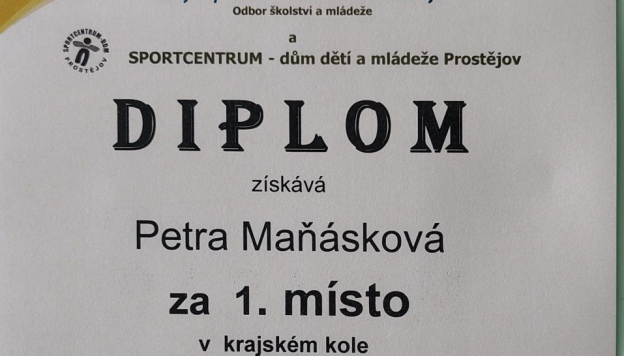 Zisk 1. místa v krajském kole SOČ a postup do celostátního kola